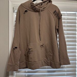 ALO Yoga Brown Distressed Hoodie